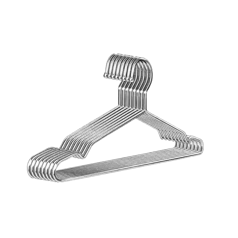 拜格（BAYCO）不锈钢晾衣架防滑耐用带凹槽成人儿童挂衣架40CM10个装【BX6214】（单位：套） 不锈钢色